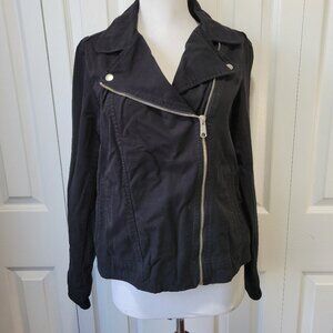 OLD NAVY Women's Black Cotton Blend Biker Denim Side Zip Jacket sz M EUC Punk